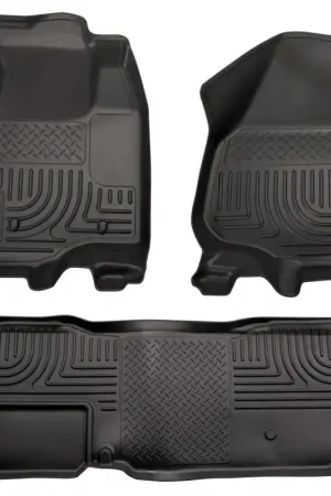 Buy Direct Husky Liners 11-12 Ford SD Super Cab WeatherBeater Combo Black Floor Liners (w/o Manual Trans Case)