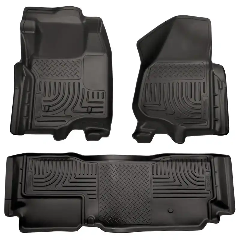 Buy Direct Husky Liners 11-12 Ford SD Super Cab WeatherBeater Combo Black Floor Liners (w/o Manual Trans Case)