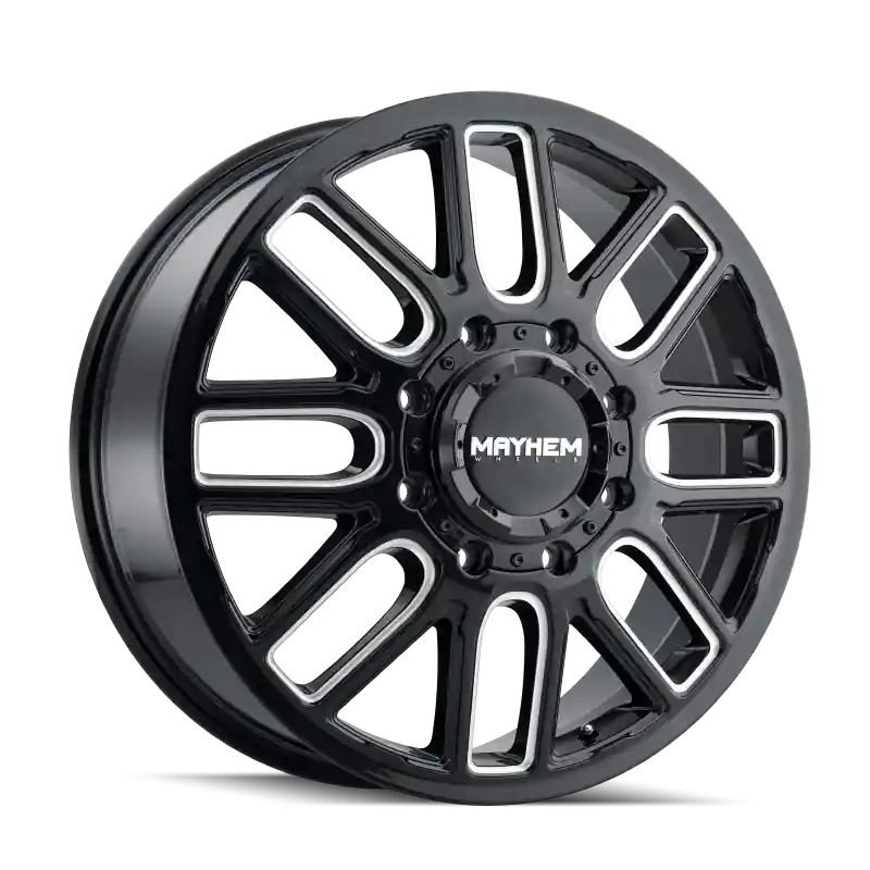 Mayhem 8107D Cogent Dually 22x8.25 / 8x200 BP / 115mm Offset / 142mm Hub Black w/Milled Spokes Wheel Low Price